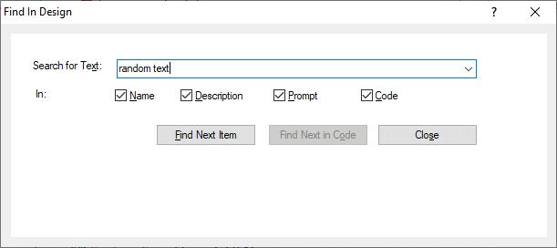 Click image for larger version

Name:	Find Next In Code button greyed out.gif
Views:	136
Size:	6.9 KB
ID:	554735